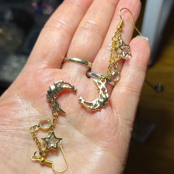 3/$25 Star and Moon Dangle Earrings - Picture 2 of 4
